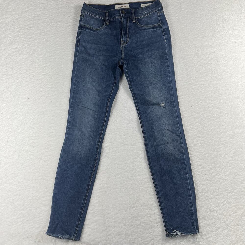 PACSUN Ankle Jegging Jeans Women's Size 25 Blue Mid Rise Medium Wash Raw Hem